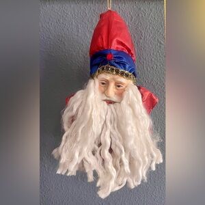 Vintage Porcelain Santa Head Christmas Ornament in preowned condition as shown.